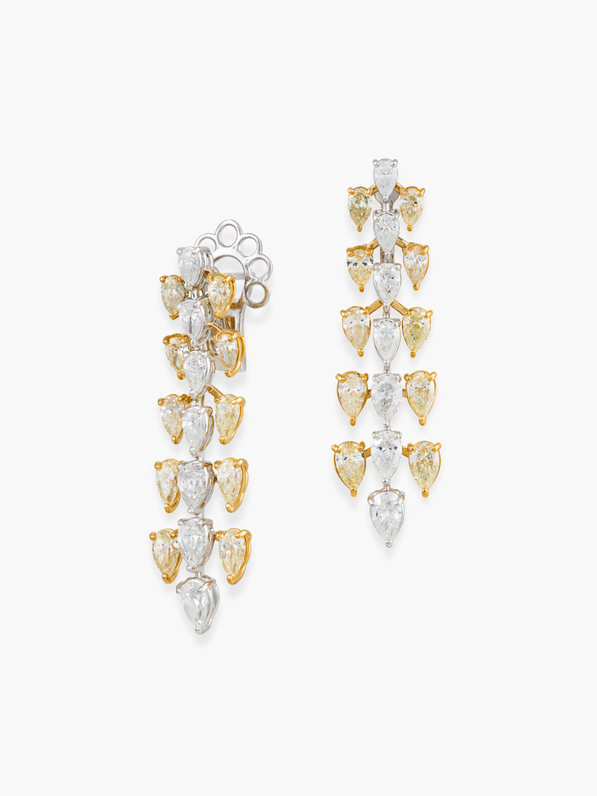 18K White and Yellow Diamond Fancy Earrings