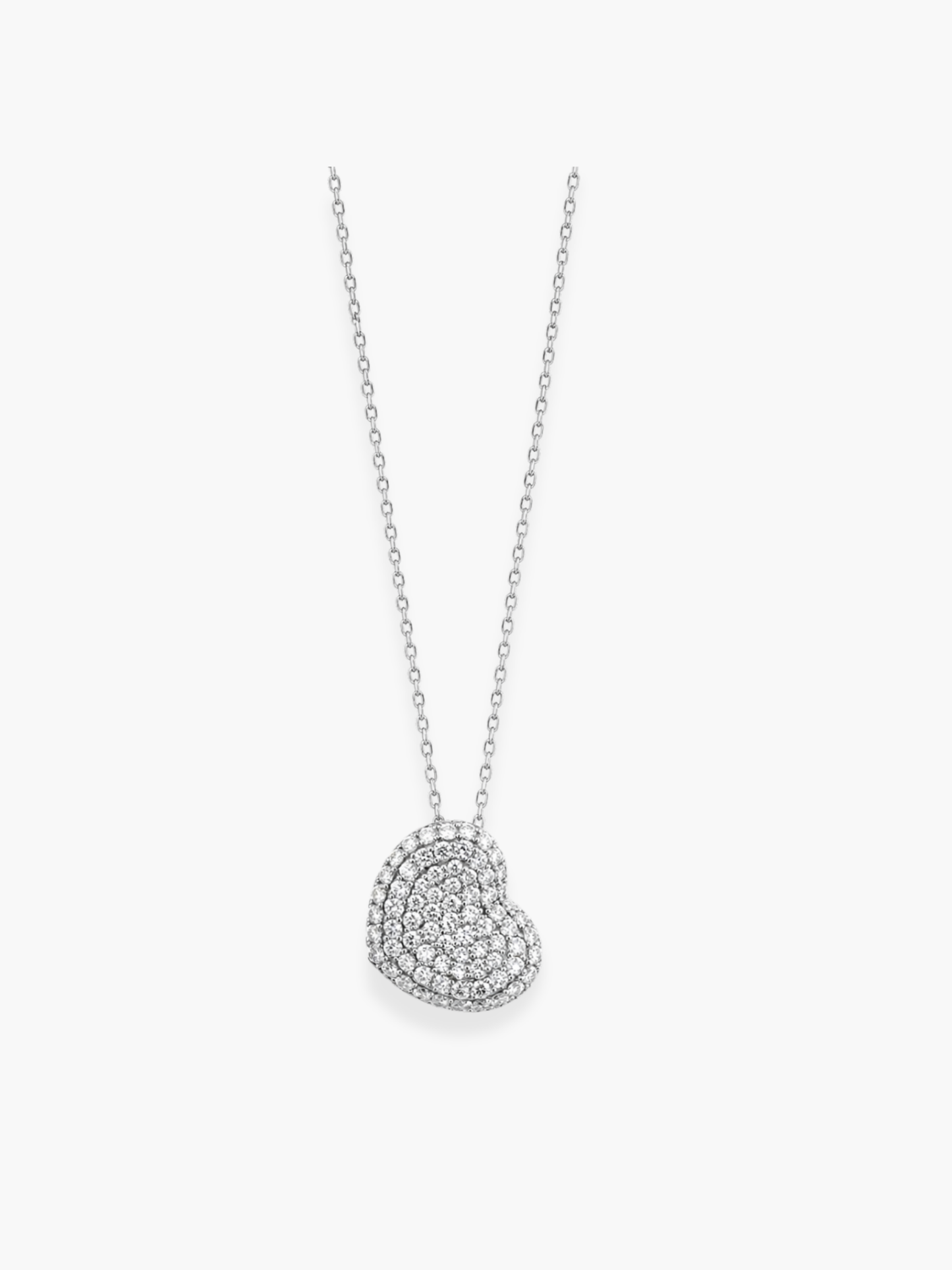 18k White Gold Diamond And Ruby Heart Shaped Pendant Necklace