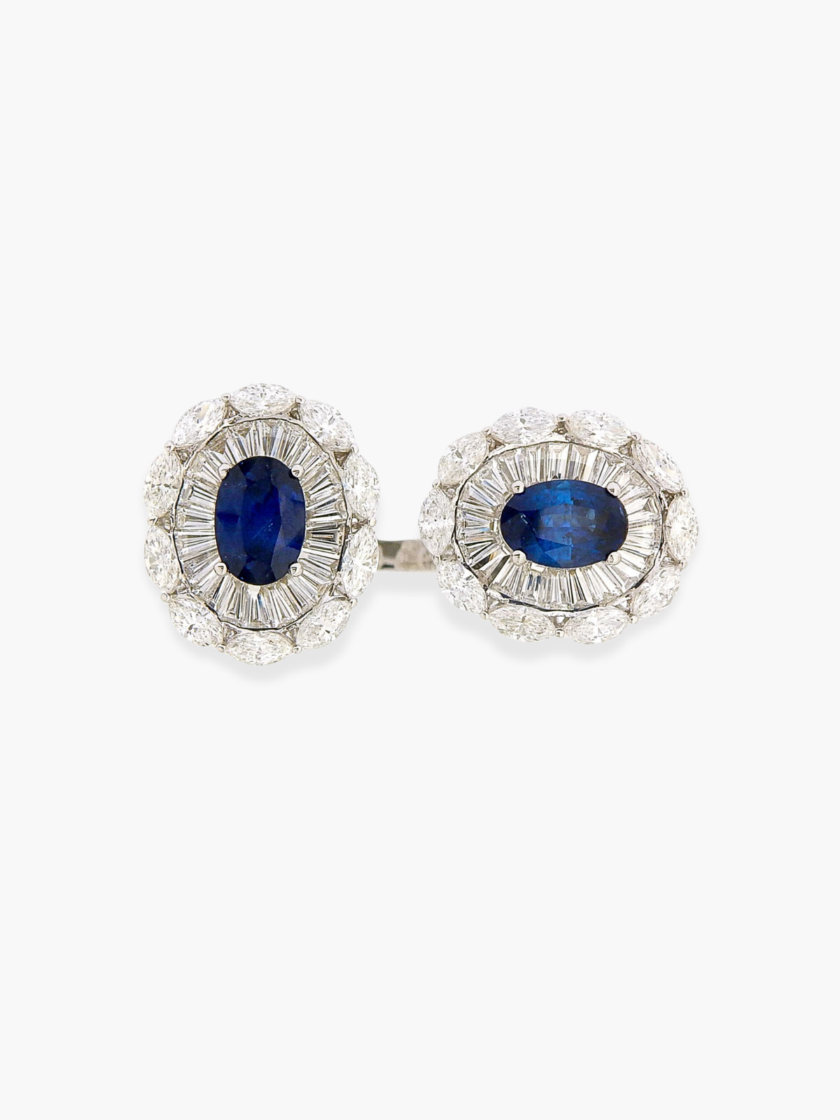 18k White Gold Diamond and Blue Sapphire Ring
