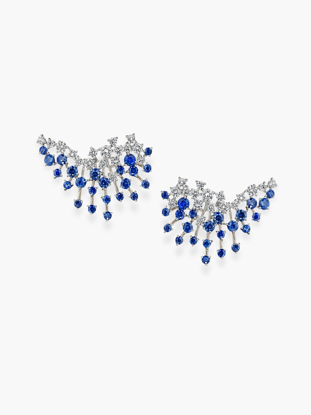 18k White and Blue Sapphire Diamonds Earrings