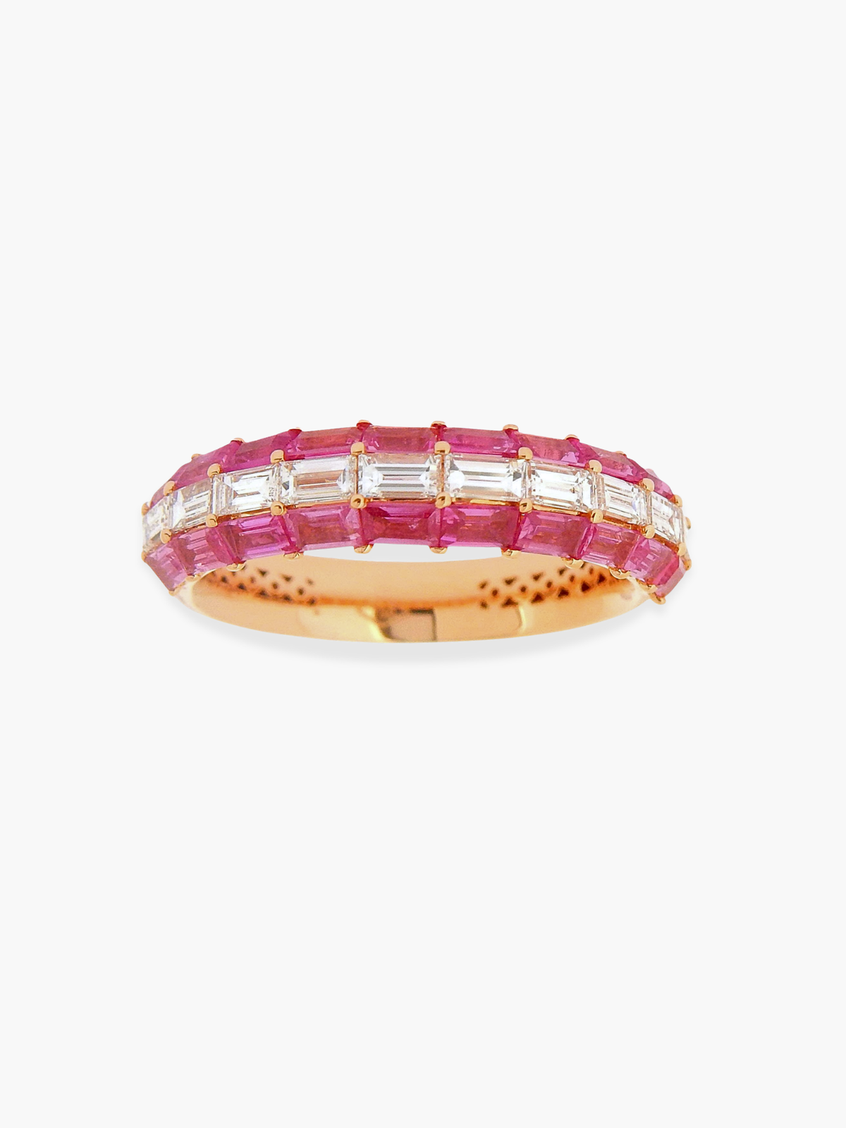 18k Rose Gold Diamond and Pink Sapphire Ring