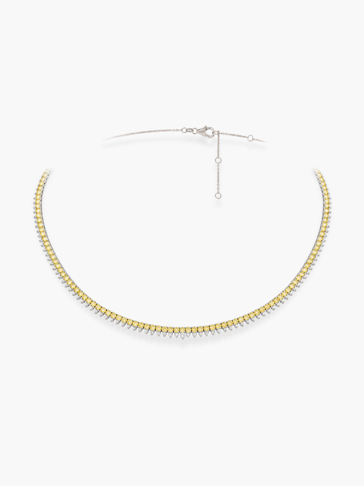 18k White Gold Diamond and Fancy Yellow Diamond Choker Necklace