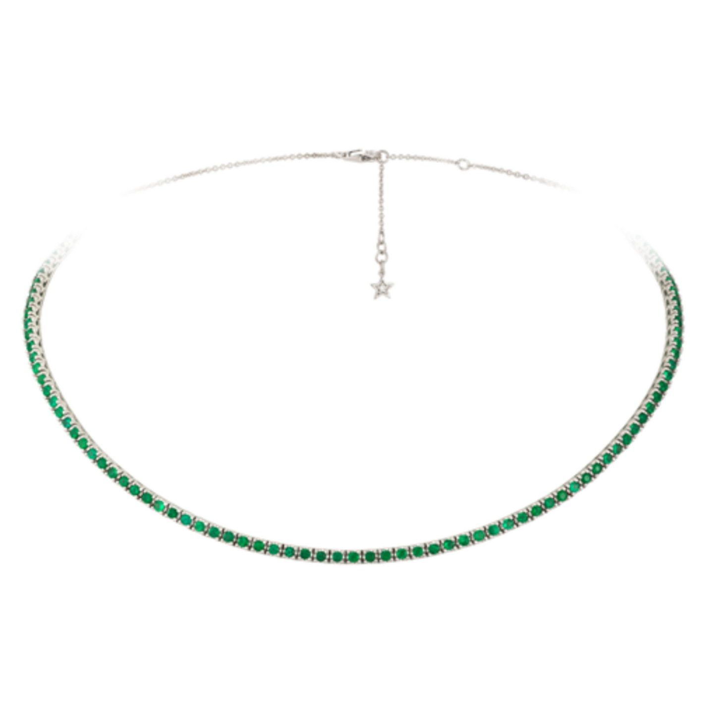 18K White Gold Emerald Choker Necklace