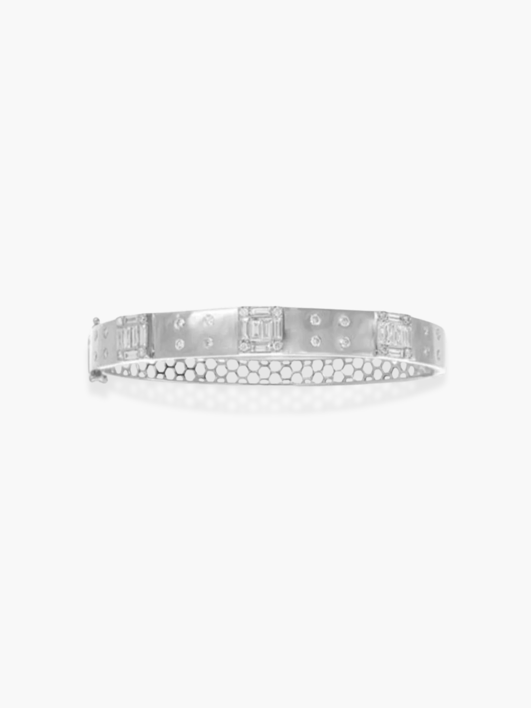 18k White Gold 3 Squared Illusion Bangle