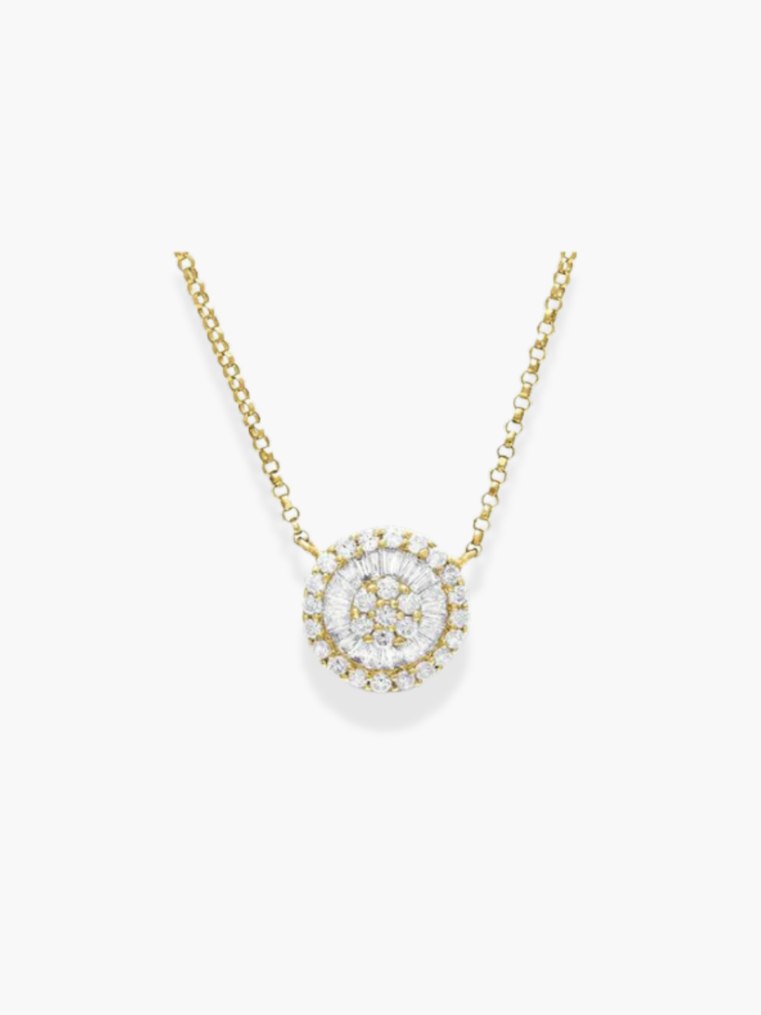 18K Yellow Gold Round Diamond Necklace