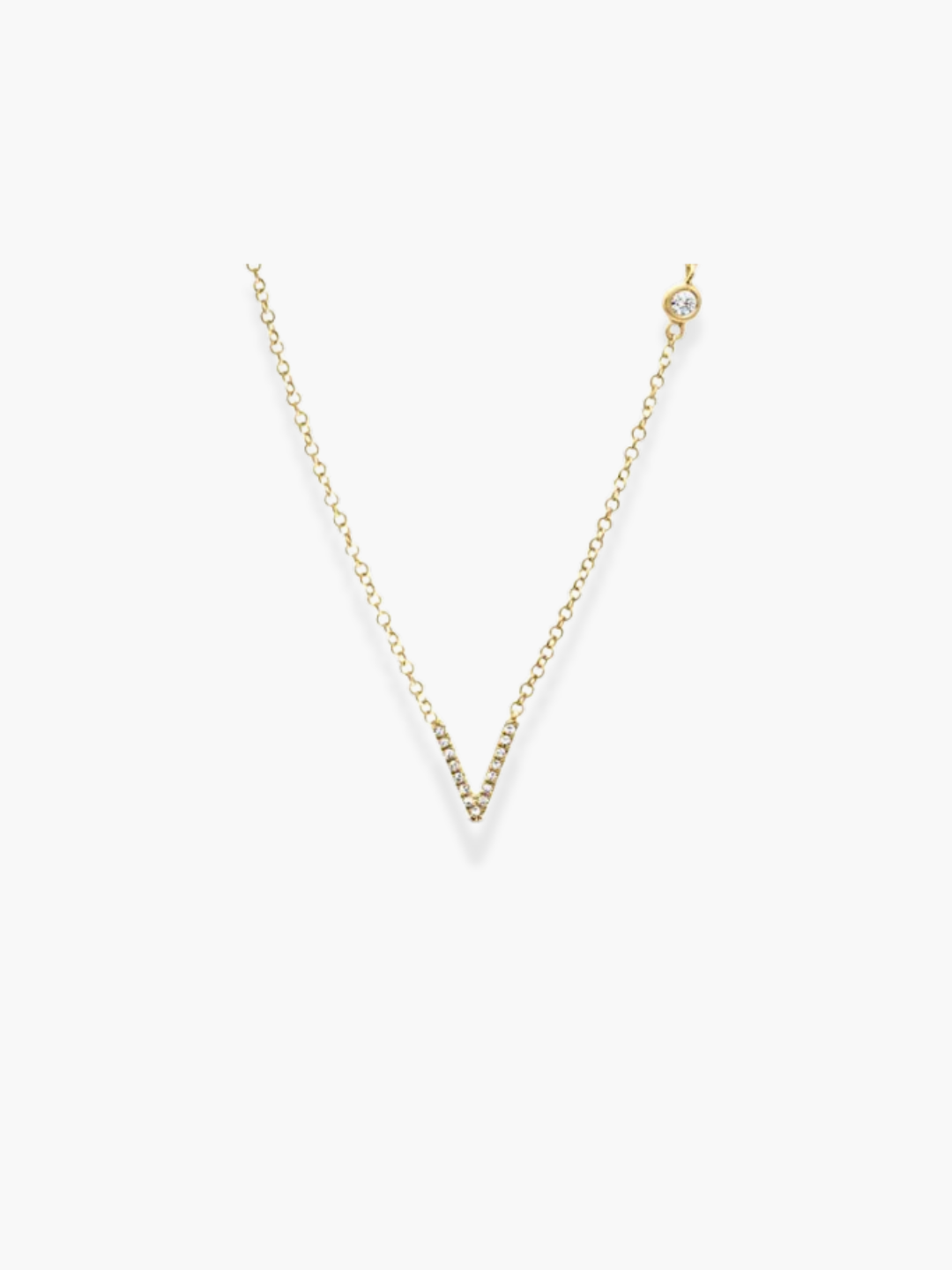 14k Yellow Gold Diamond Initial Necklace
