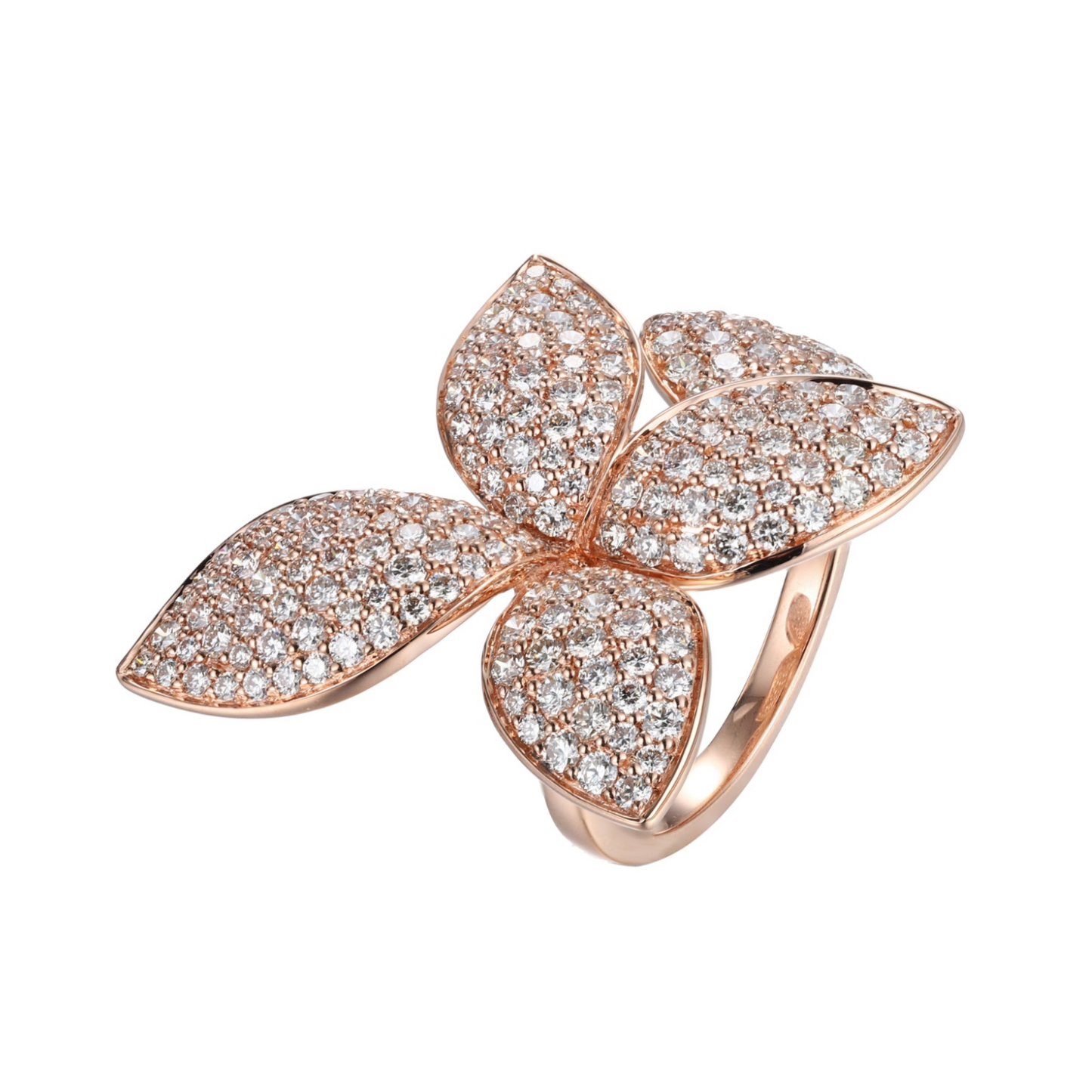 18k Rose Gold Diamond Flower Shaped Ring