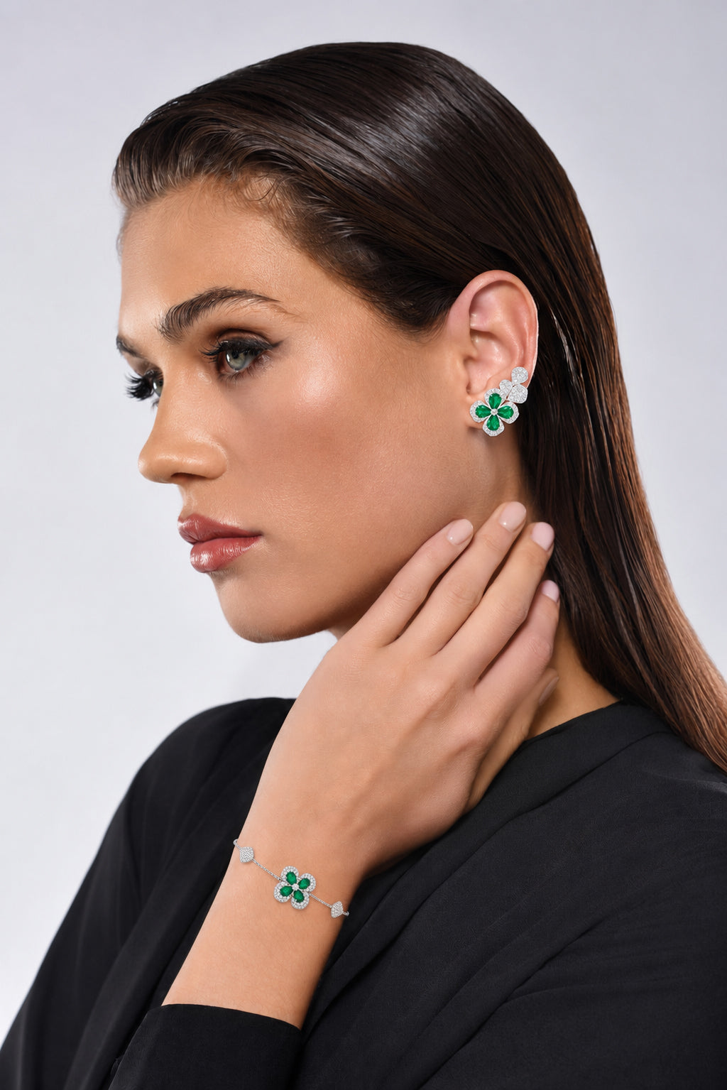 Florea Emerald Climbers Earrings