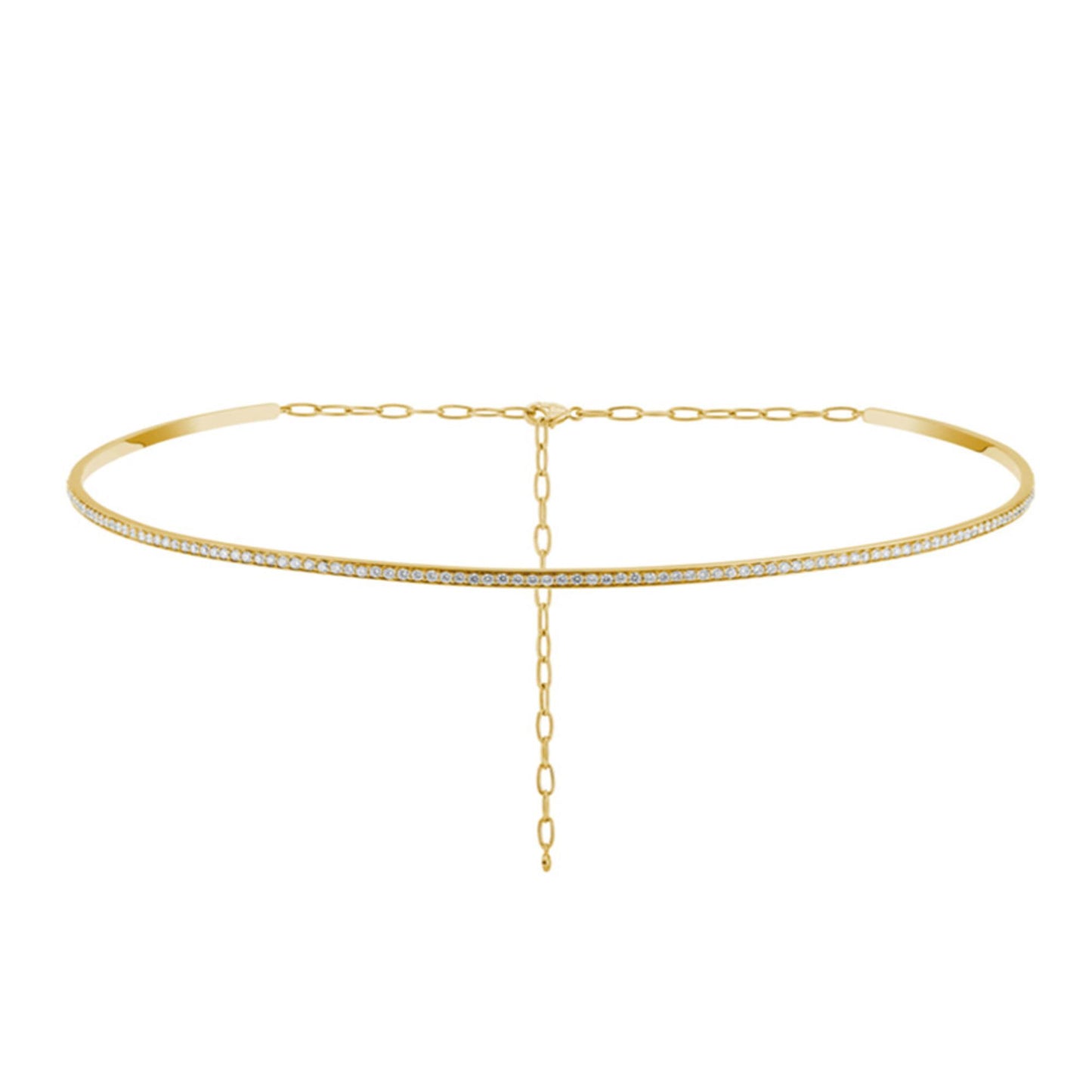 18k yellow gold diamond hard choker