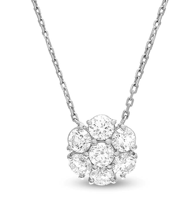 18k diamond flower shaped pendant with chain by the yard