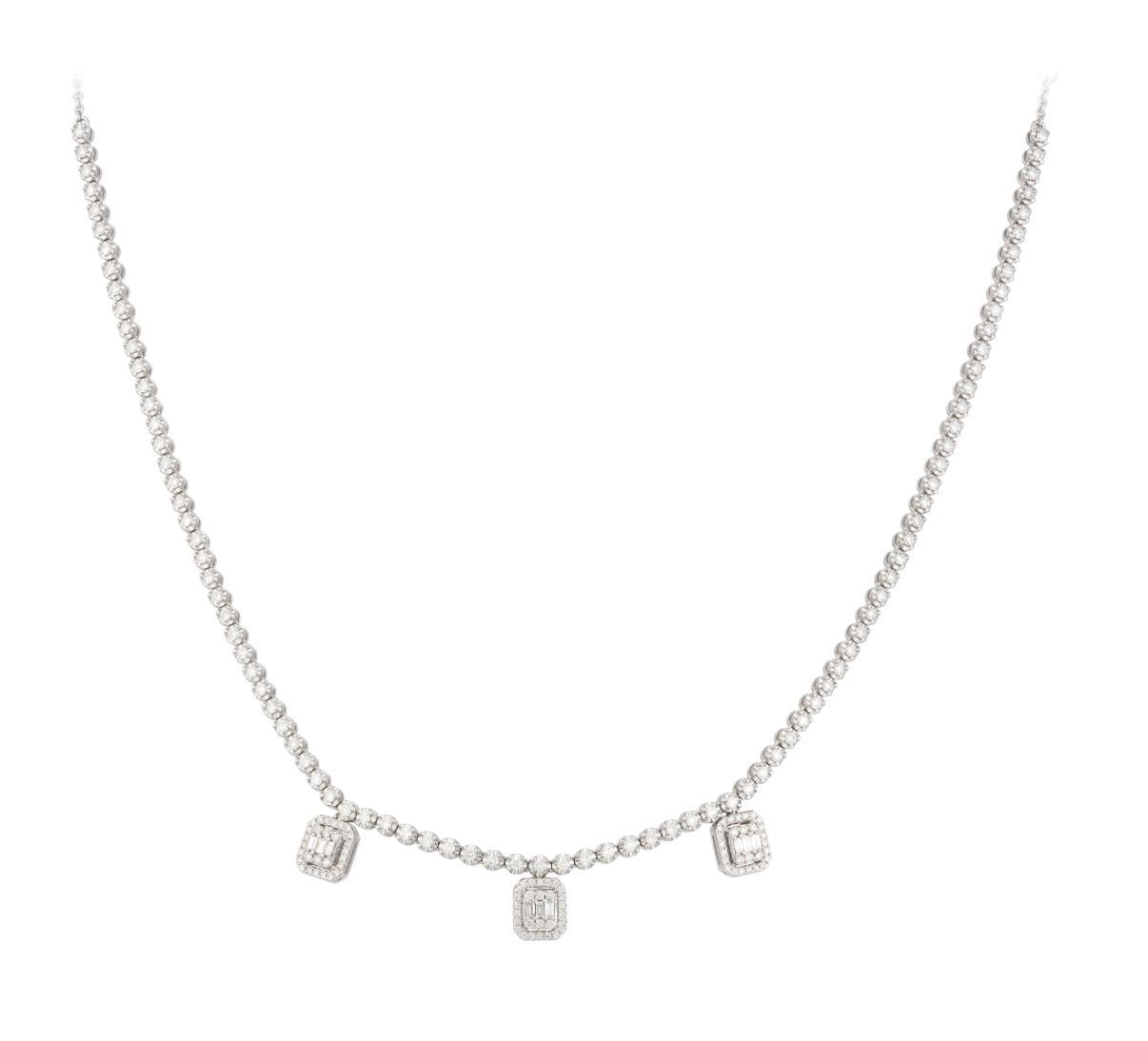 18K WHITE GOLD DIAMOND 3 DANGLING ILLUSION DIAMONDS