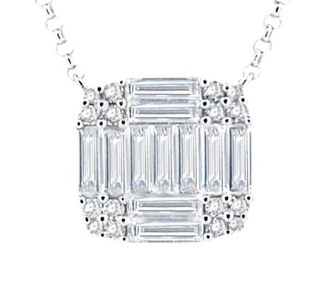 18k white gold squared illusion pendant