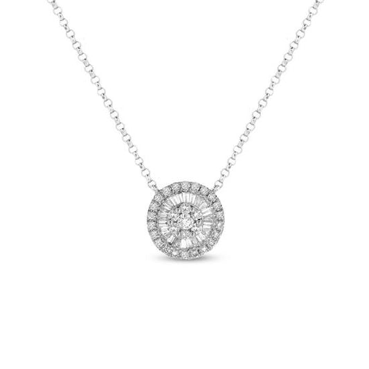 18K White Gold Round Diamond Pendant