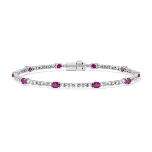 18k white gold diamond and ruby bracelet
