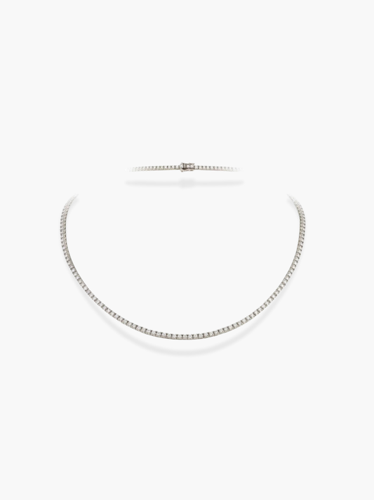 18K White Gold 4.15 Carat Diamond Tennis Necklace