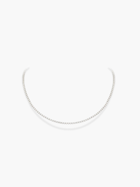 18K White Gold 2.9 Carat Diamond Tennis Necklace