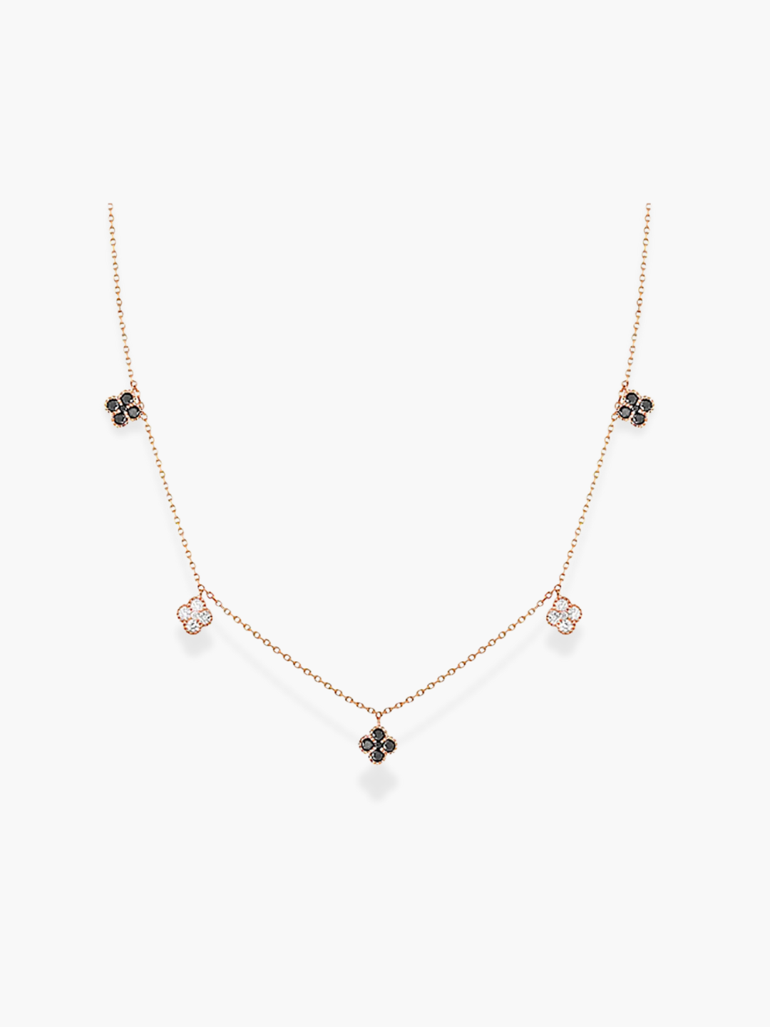 18k Rose Gold Diamond Flower Shaped Dnagling Necklace