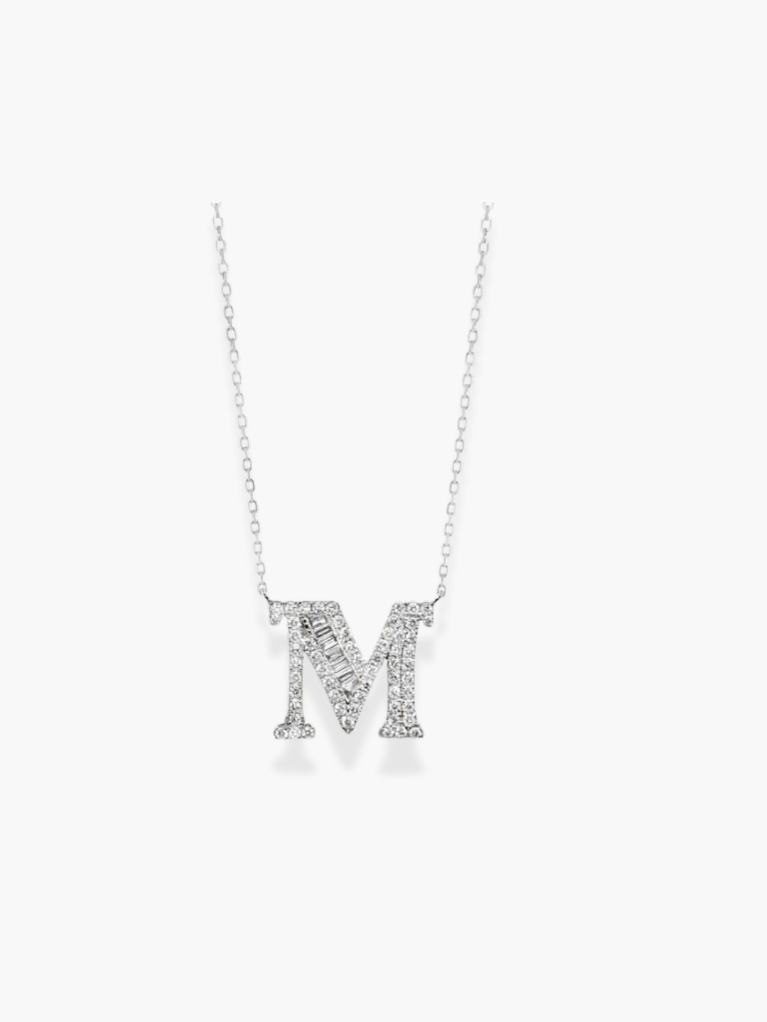 18k White Gold Initial Necklace