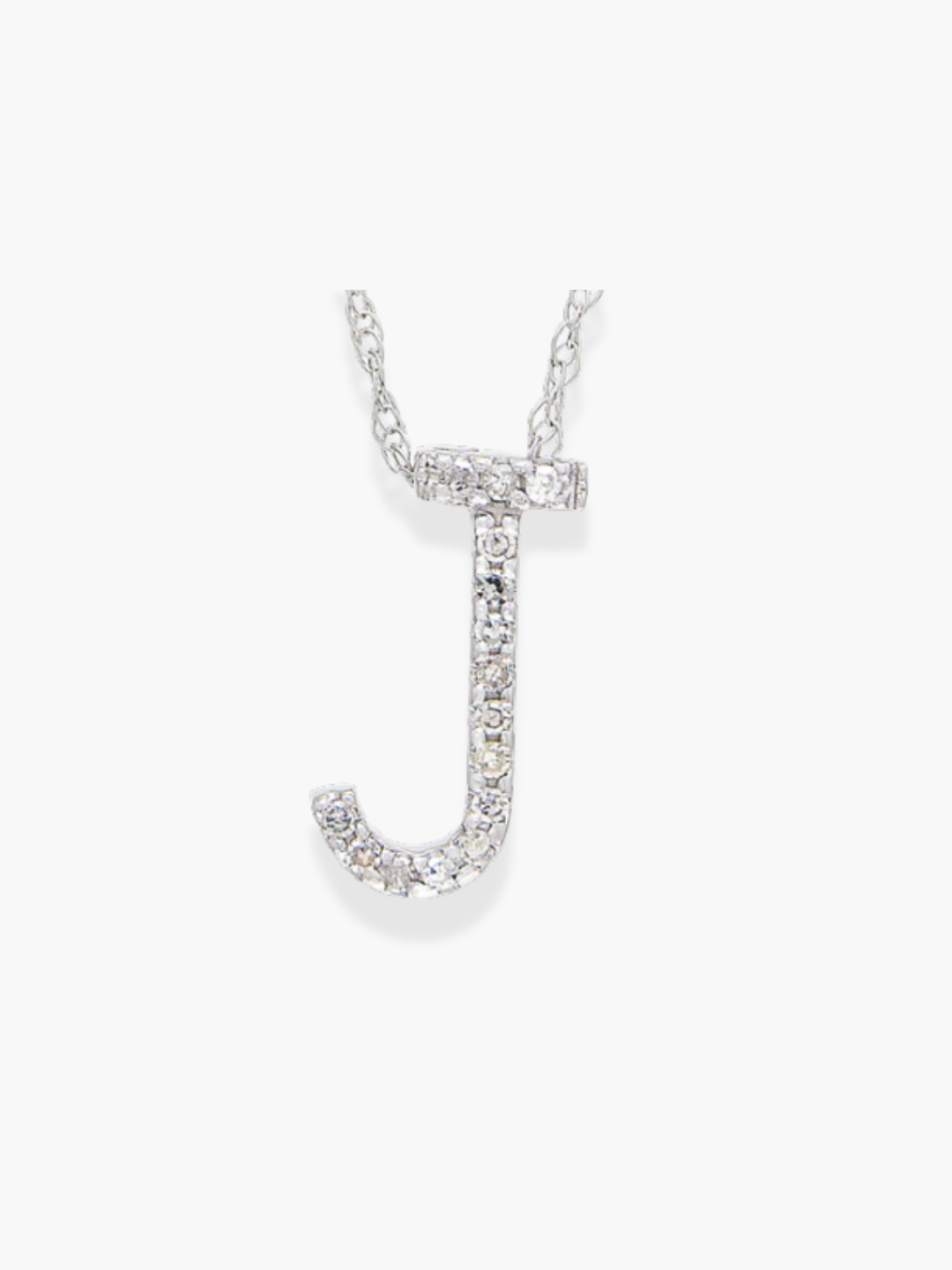 14k White Gold Initial Necklace