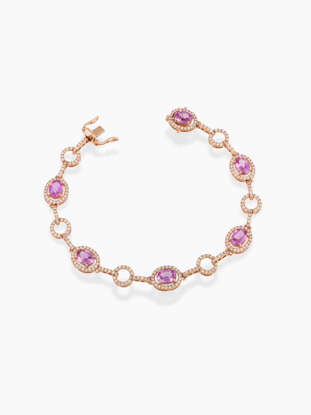 18K Rose Gold Diamond and Pink Sapphire Bracelet