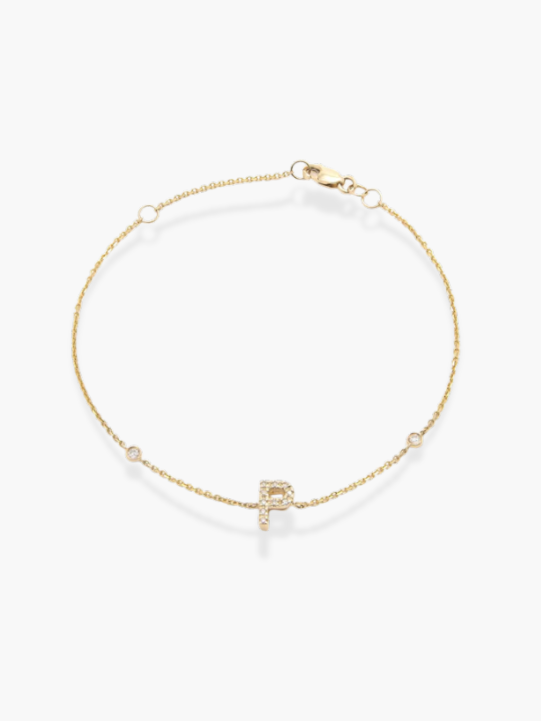 14K Yellow Gold Diamond Initials Bracelet