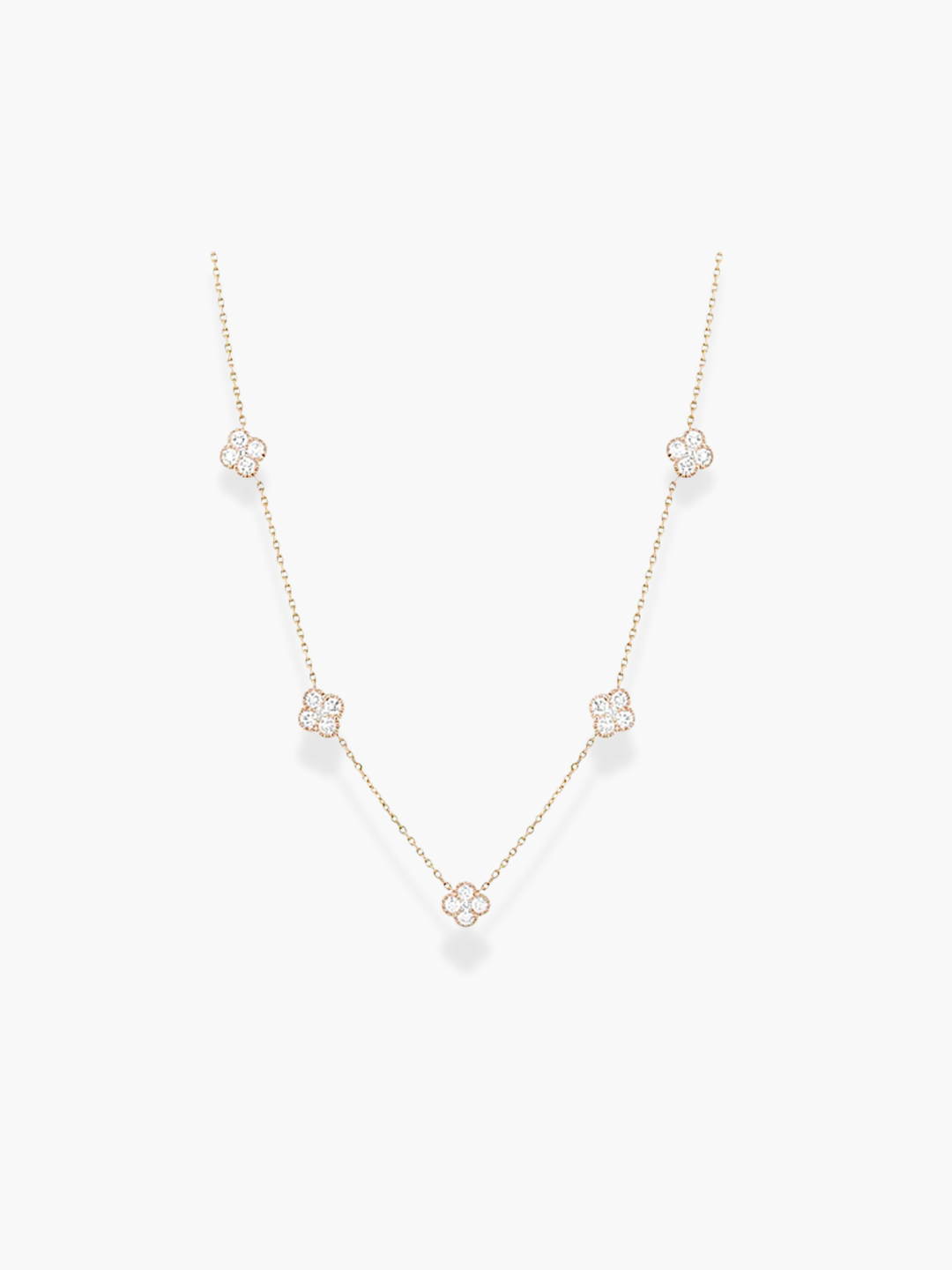18k Rose Gold Diamond Flower Shaped Dangling Necklace