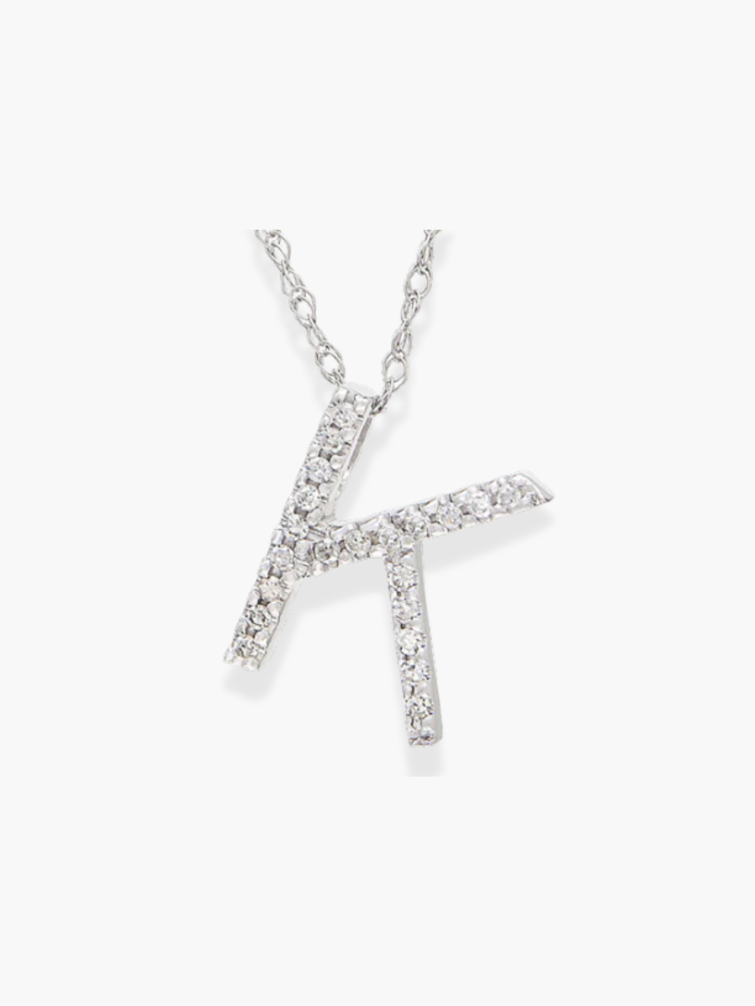 14k White Gold Initial Necklace