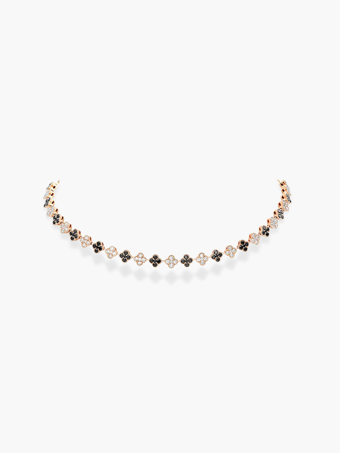 18K Rose Gold Diamond Flower Shaped Adjustable Choker Necklace