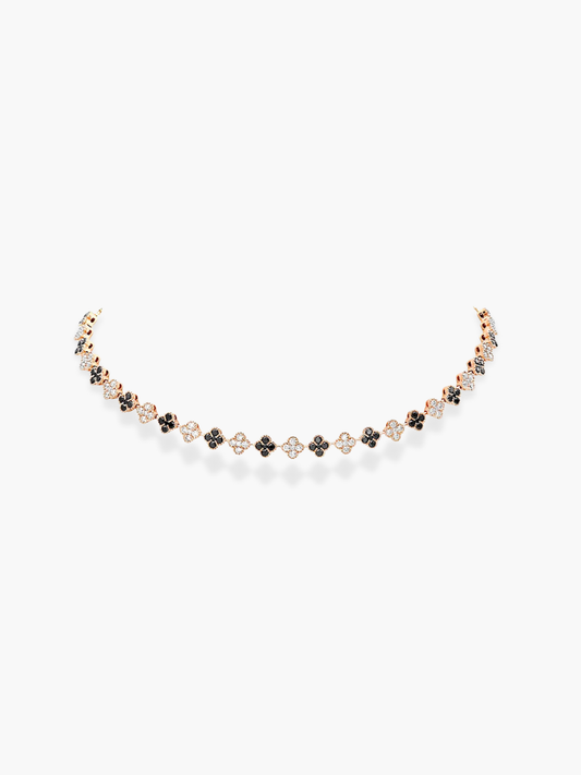 18K Rose Gold Diamond Flower Shaped Adjustable Choker Necklace