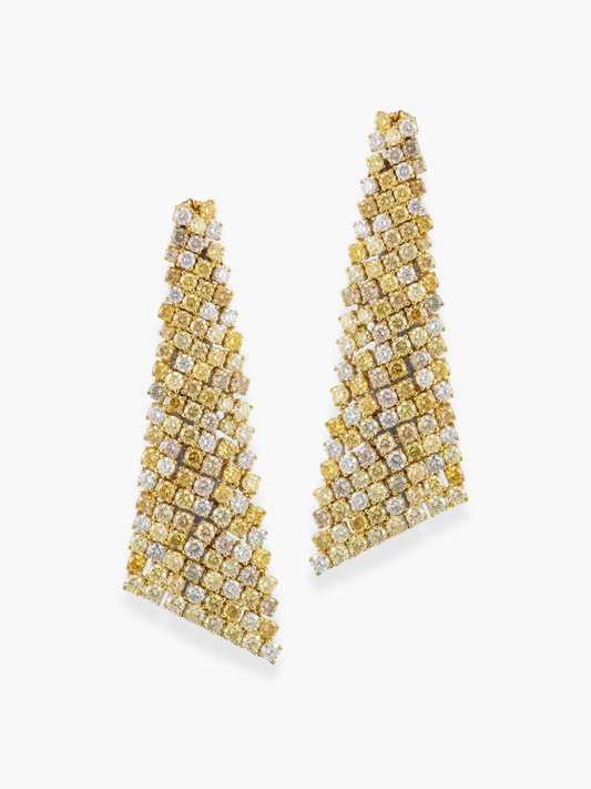 18k Yellow Gold Fancy Yellow Diamond Statement Earringd