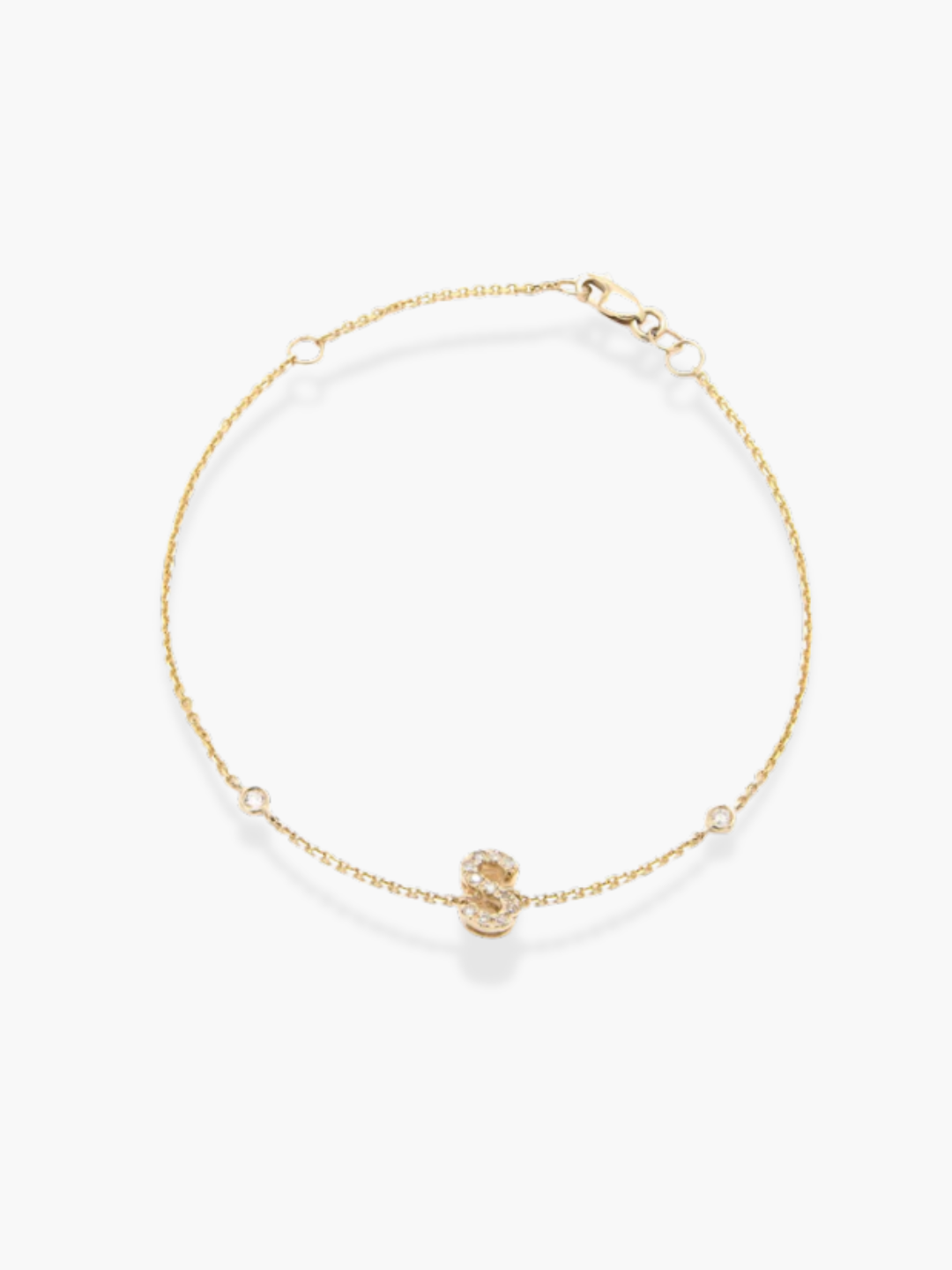 14K Yellow Gold Diamond Initials Bracelet