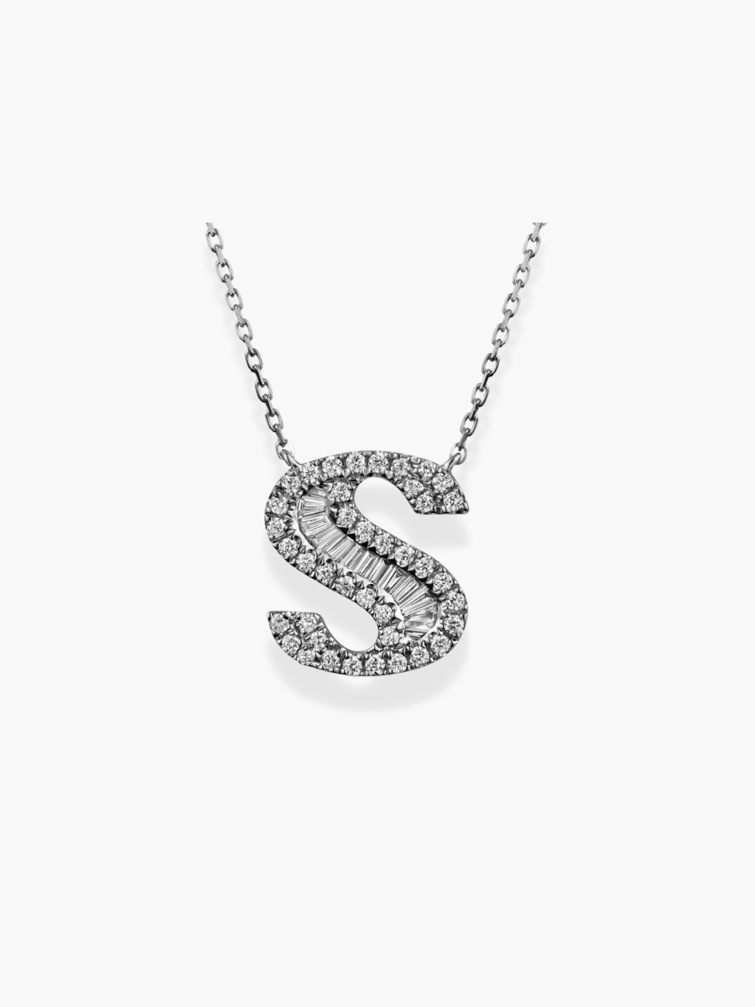 18k White Gold Initial Necklace
