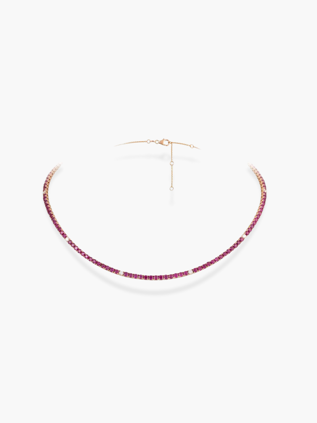 18K Rose Gold Ruby And Diamond Necklace