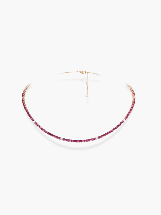 18K Rose Gold Ruby And Diamond Necklace