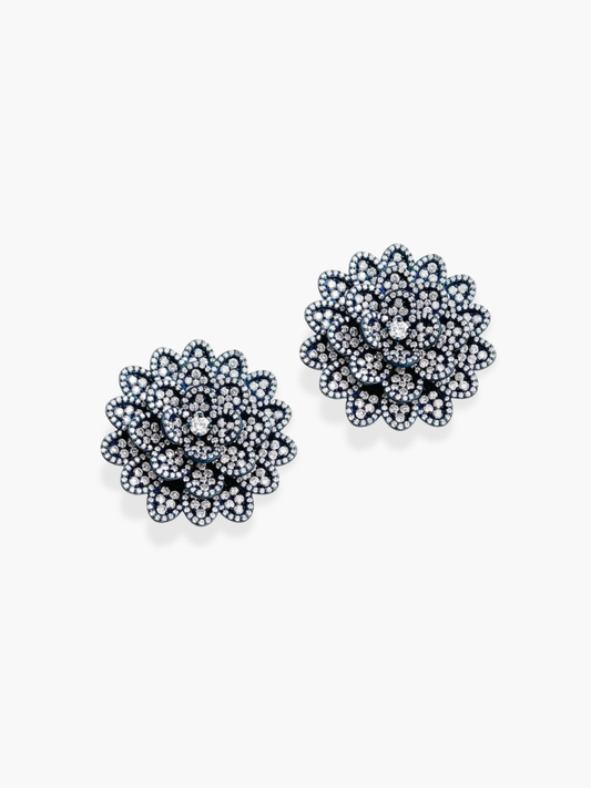 18K White Gold Blue Sapphire and Diamond Earrings