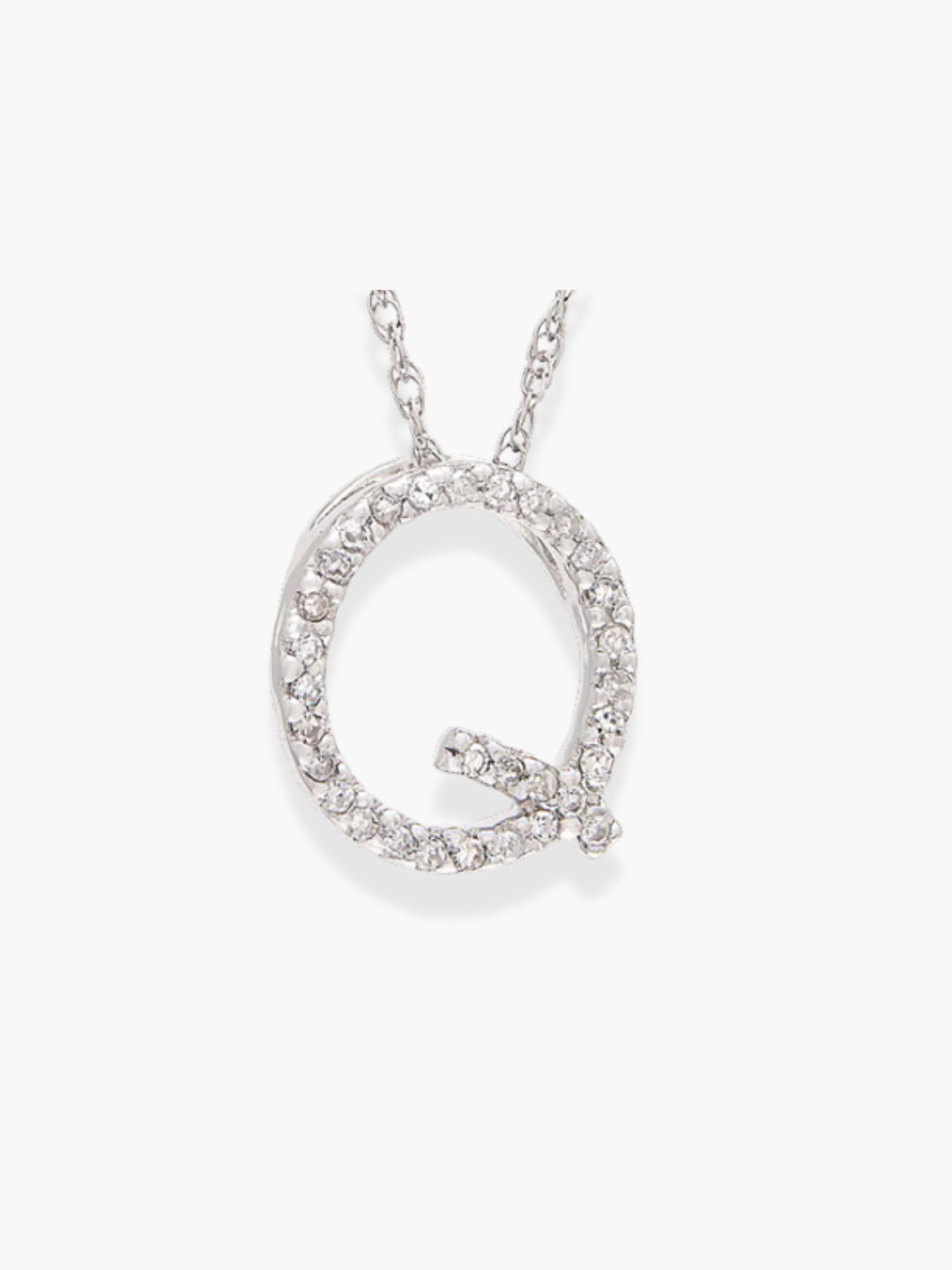14k White Gold Initial Necklace
