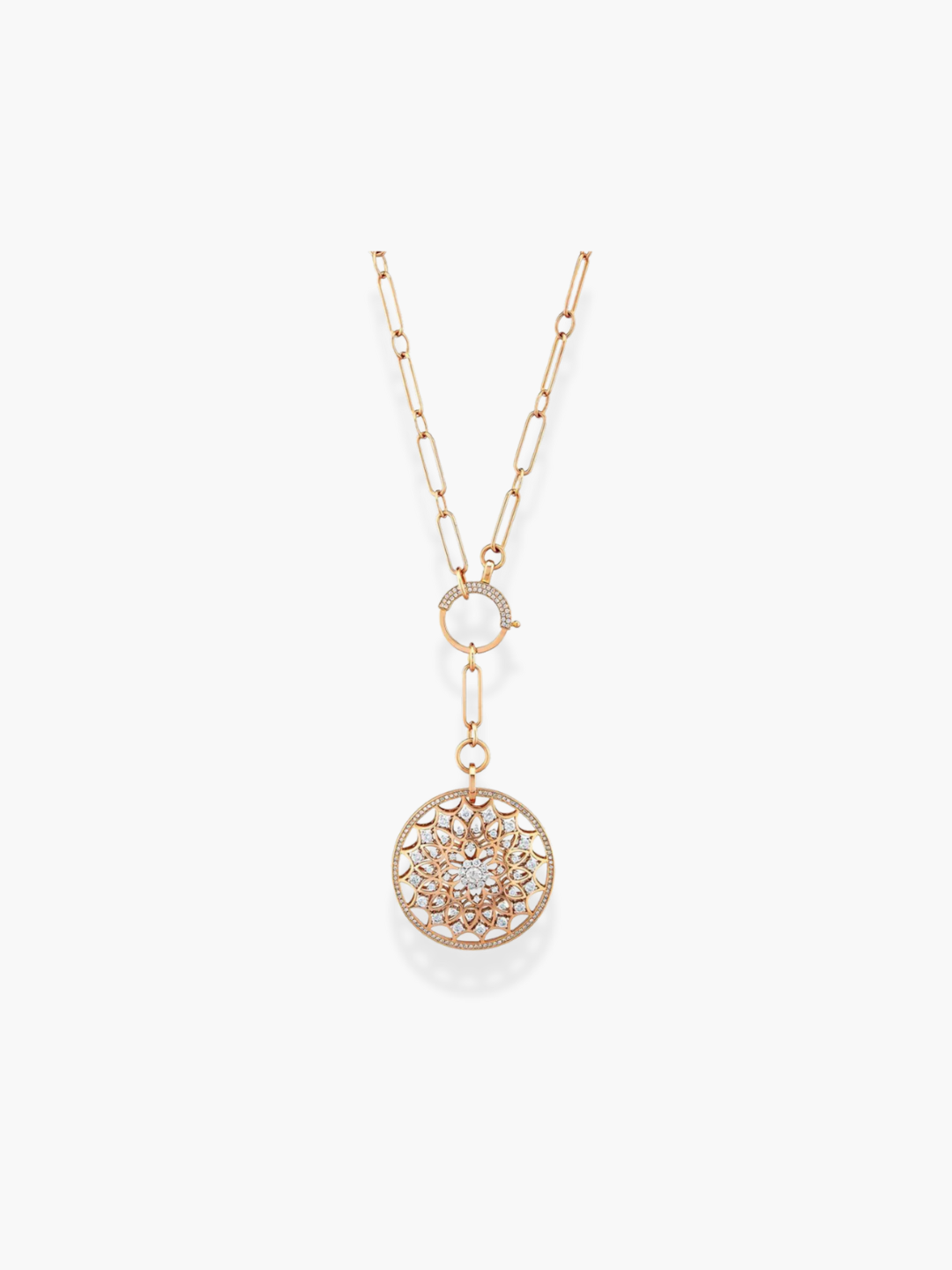 18K Rose Gold Diamond Long Necklace