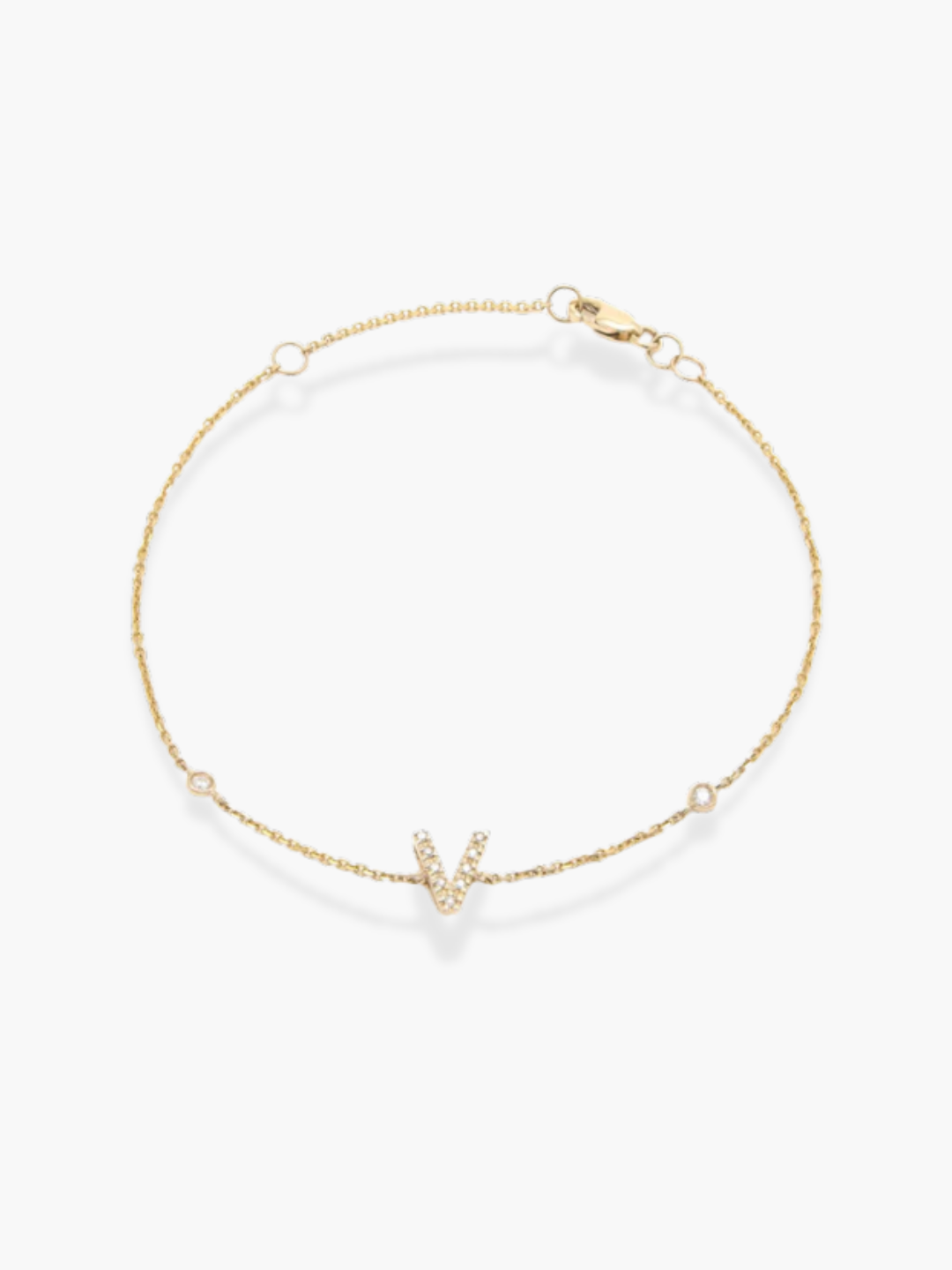 14K Yellow Gold Diamond Initials Bracelet