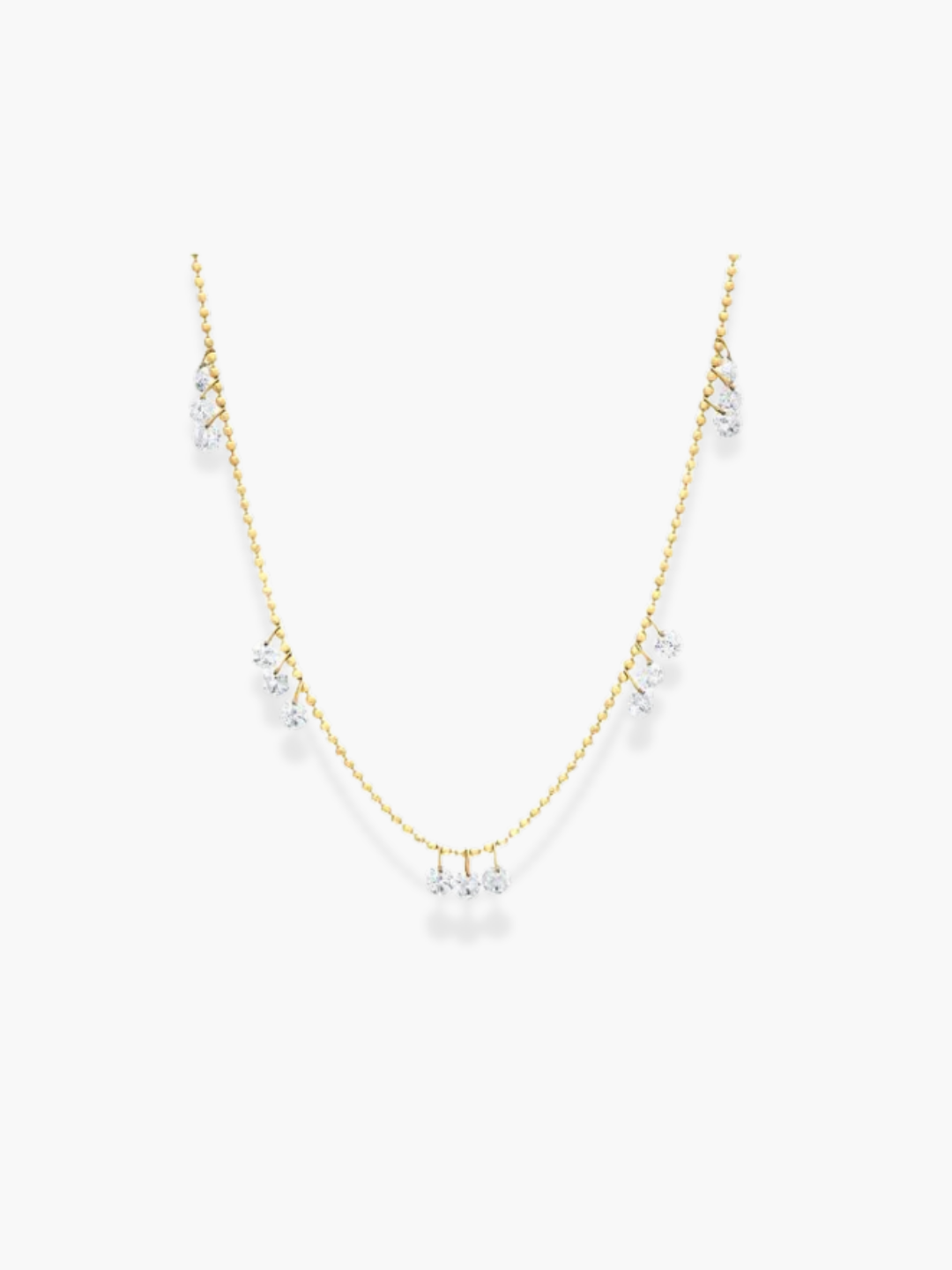 18K Rose Gold Drilled Diamond Necklace