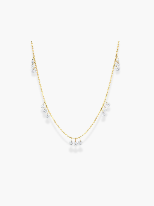 18K Rose Gold Drilled Diamond Necklace