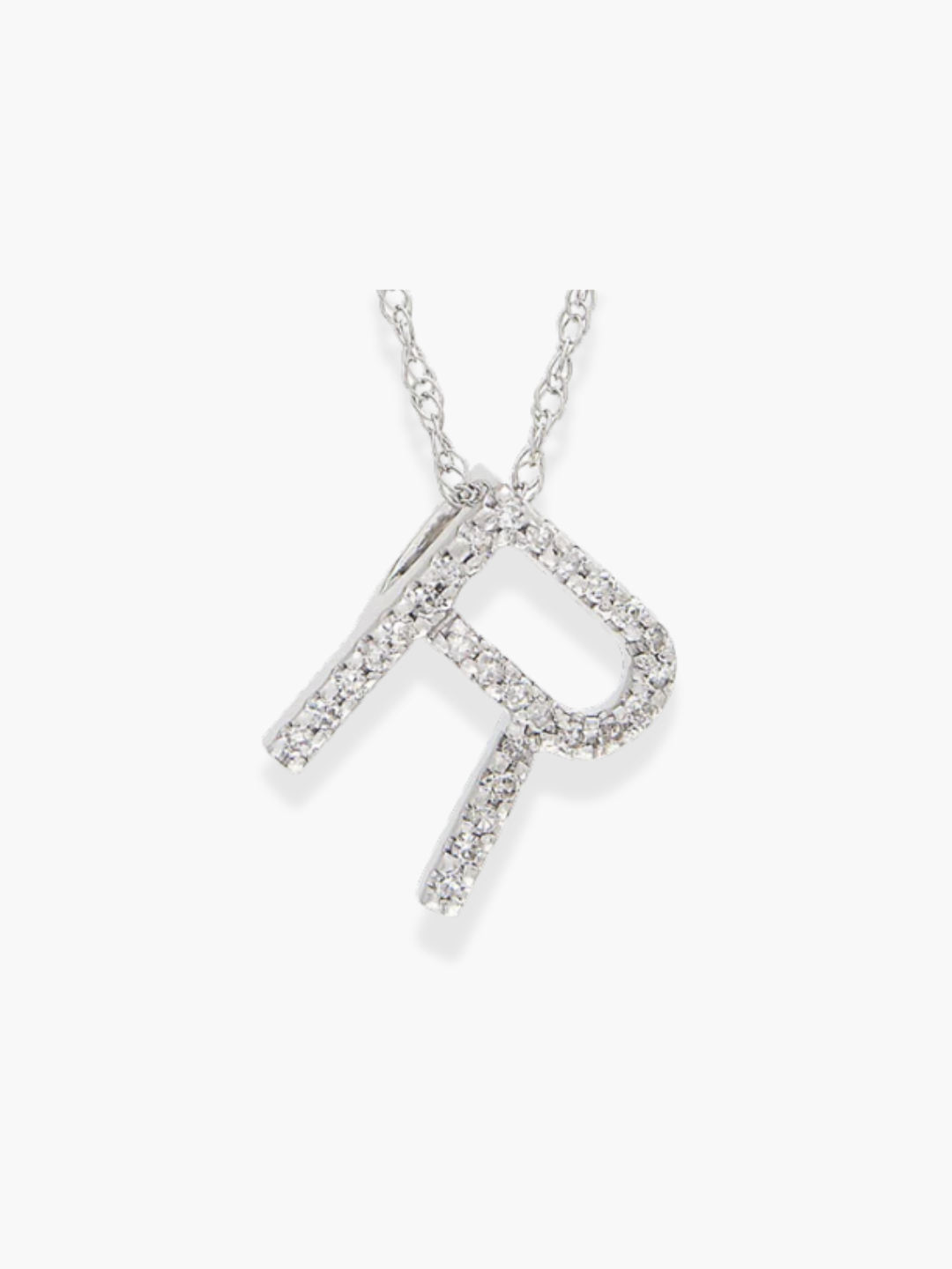 14k White Gold Initial Necklace