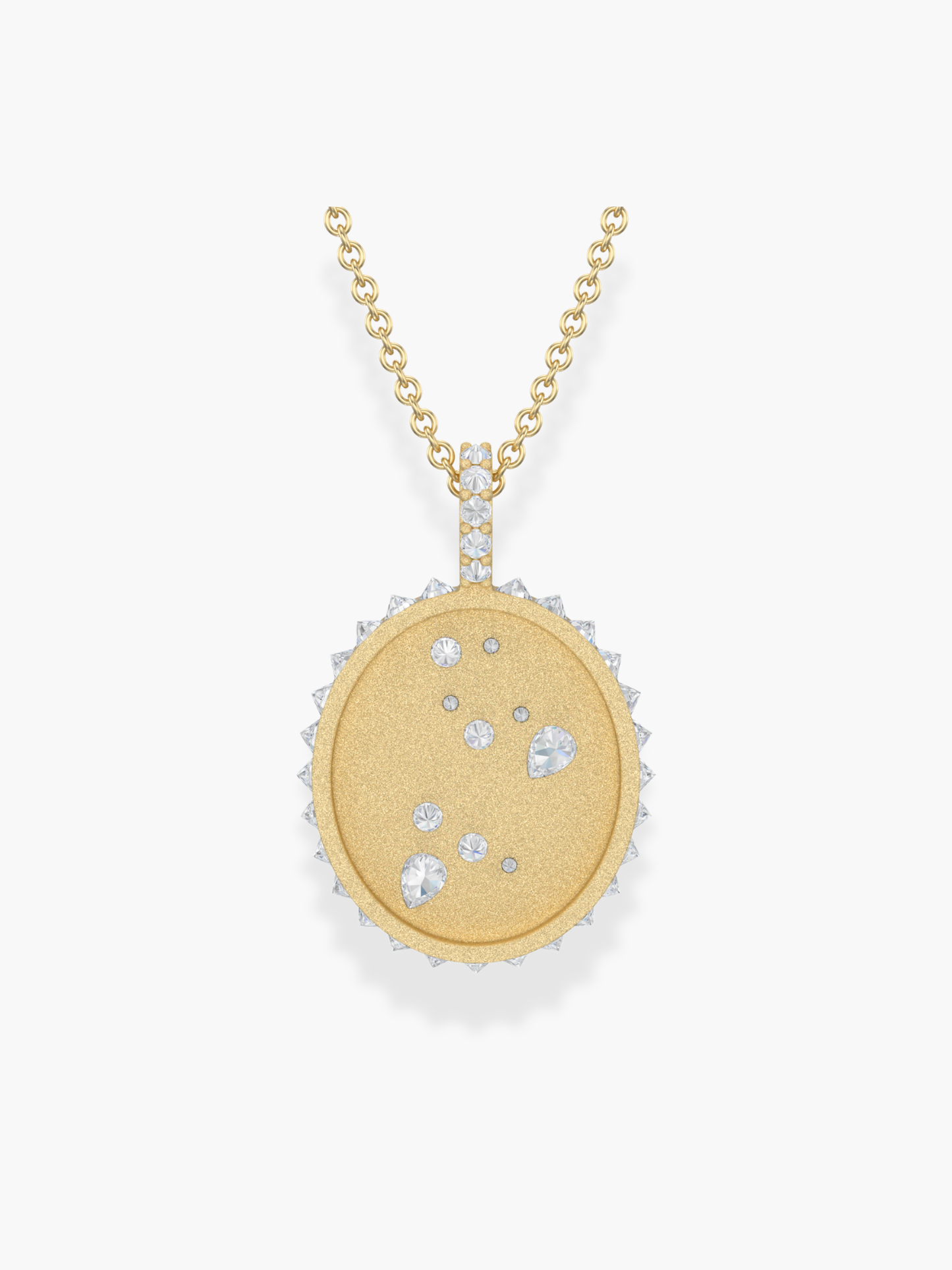 Leo Zodiac - 18k Yellow Gold and Reversed Diamonds Necklace