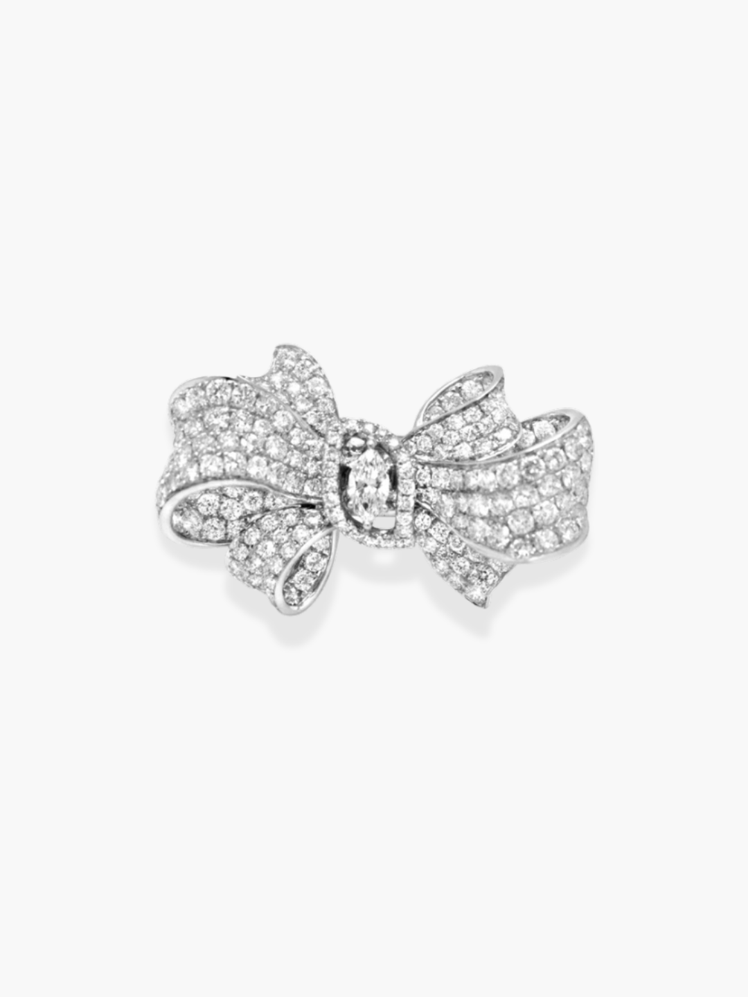 18k White Gold Bow Shaped Statement Diamond Ring
