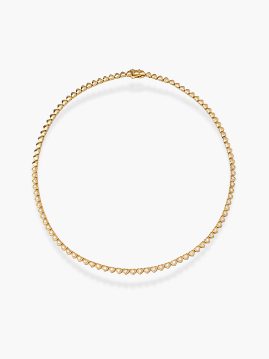 14k Yellow Gold Heart Diamond Necklace