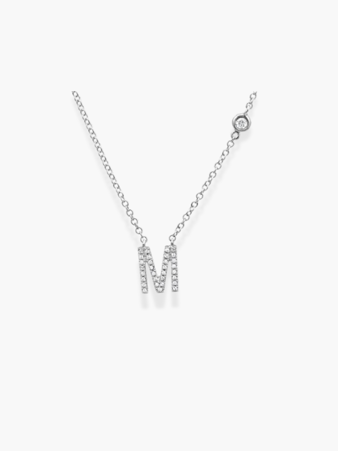14k White Gold Diamond Initial Necklace