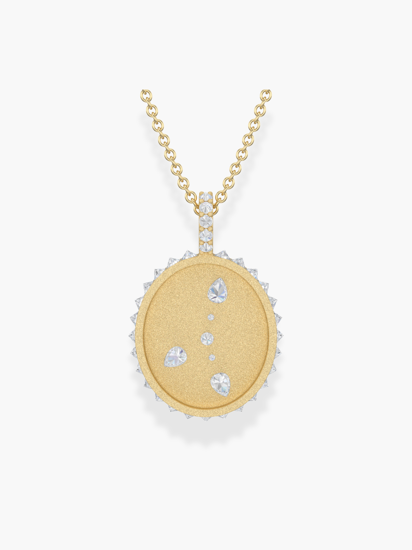 Cancer Zodiac - 18k Yellow Gold and Reversed Diamonds Necklace