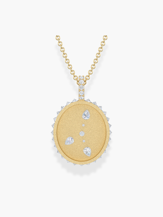Cancer Zodiac - 18k Yellow Gold and Reversed Diamonds Necklace