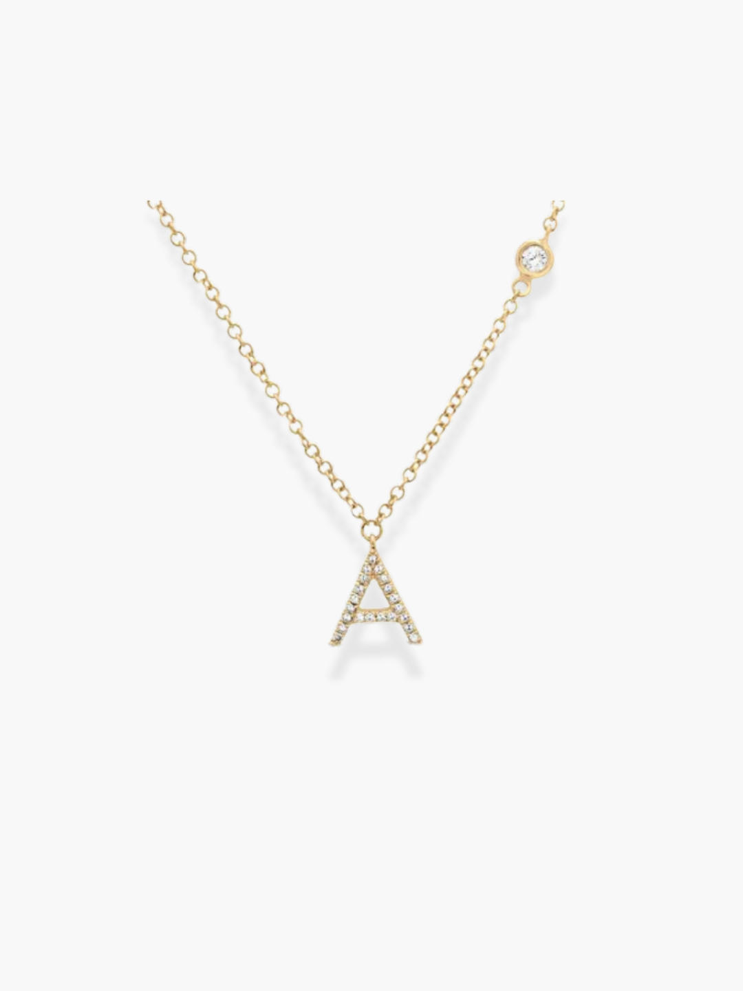 14k Yellow Gold Diamond Initial Necklace