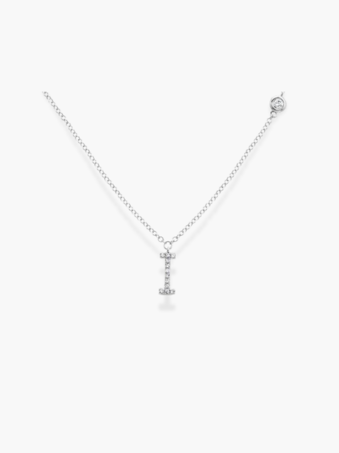 14k White Gold Diamond Initial Necklace
