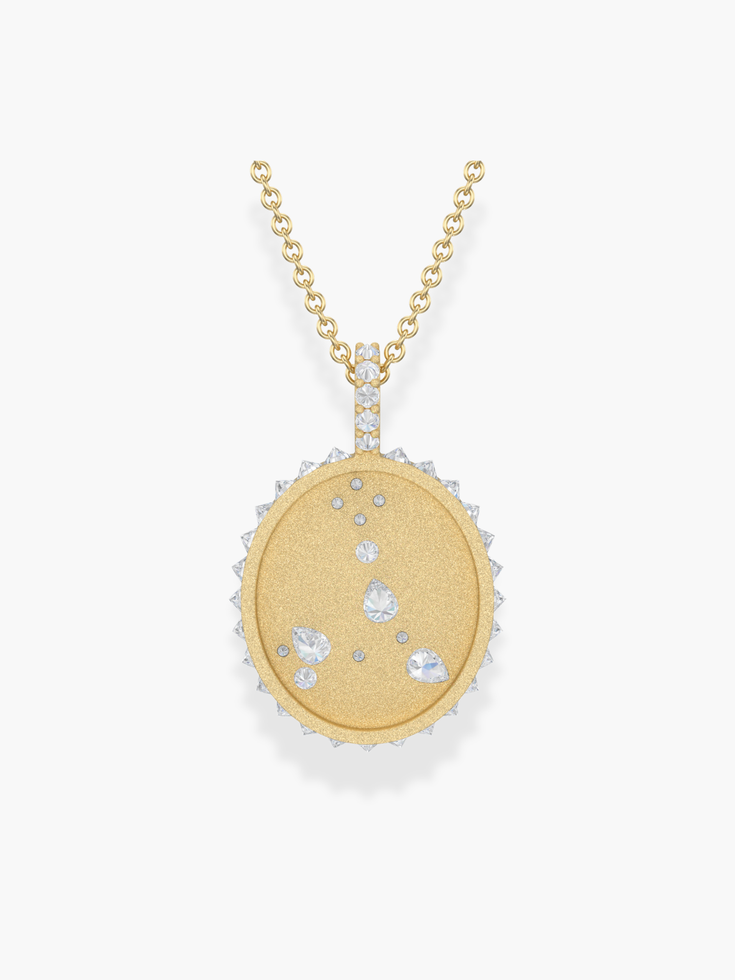Pisces Zodiac - 18k Yellow Gold and Reversed Diamonds Necklace
